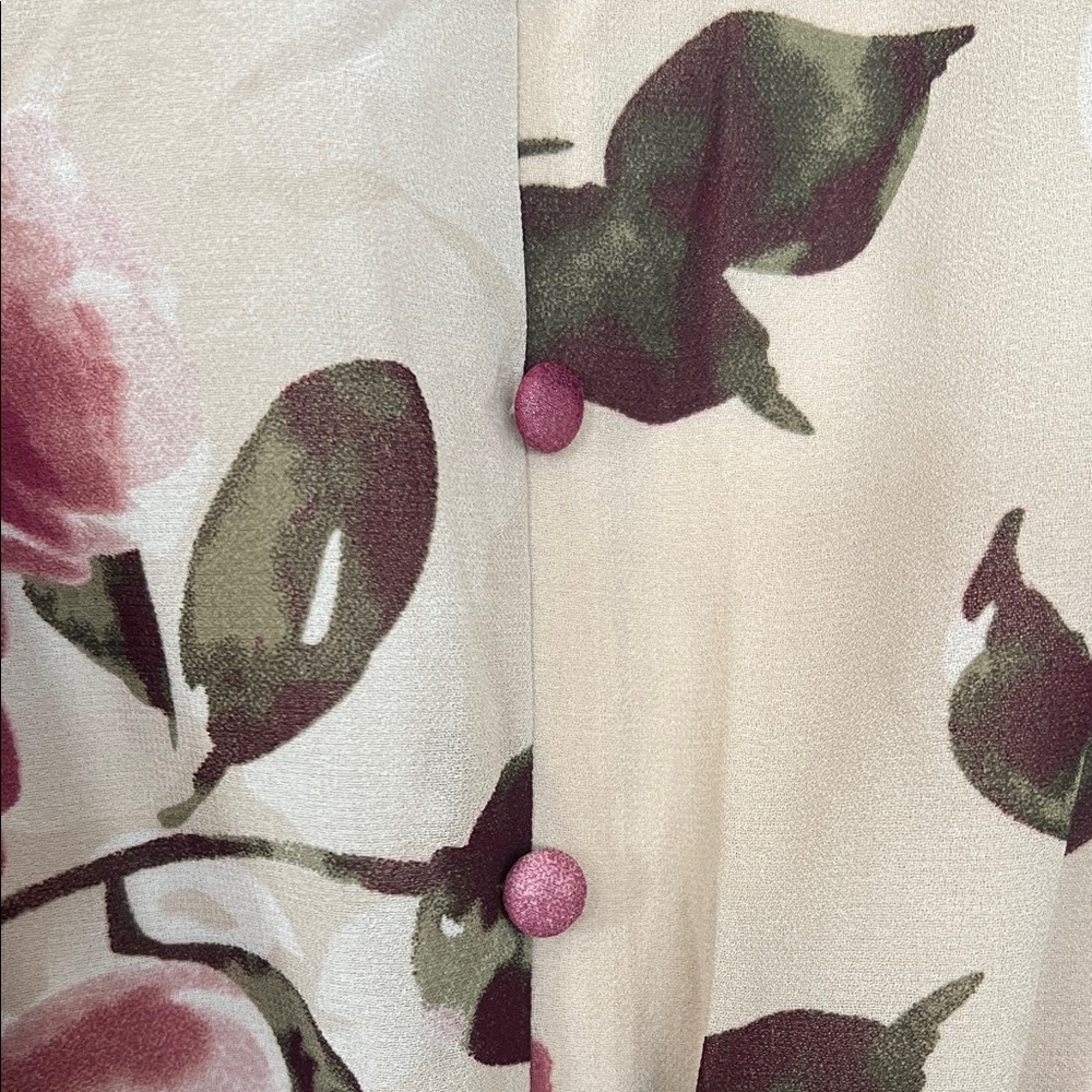 Sold - Cleo Beige and Burgundy Floral Long Sleeve Dress - Picture 6 of 7